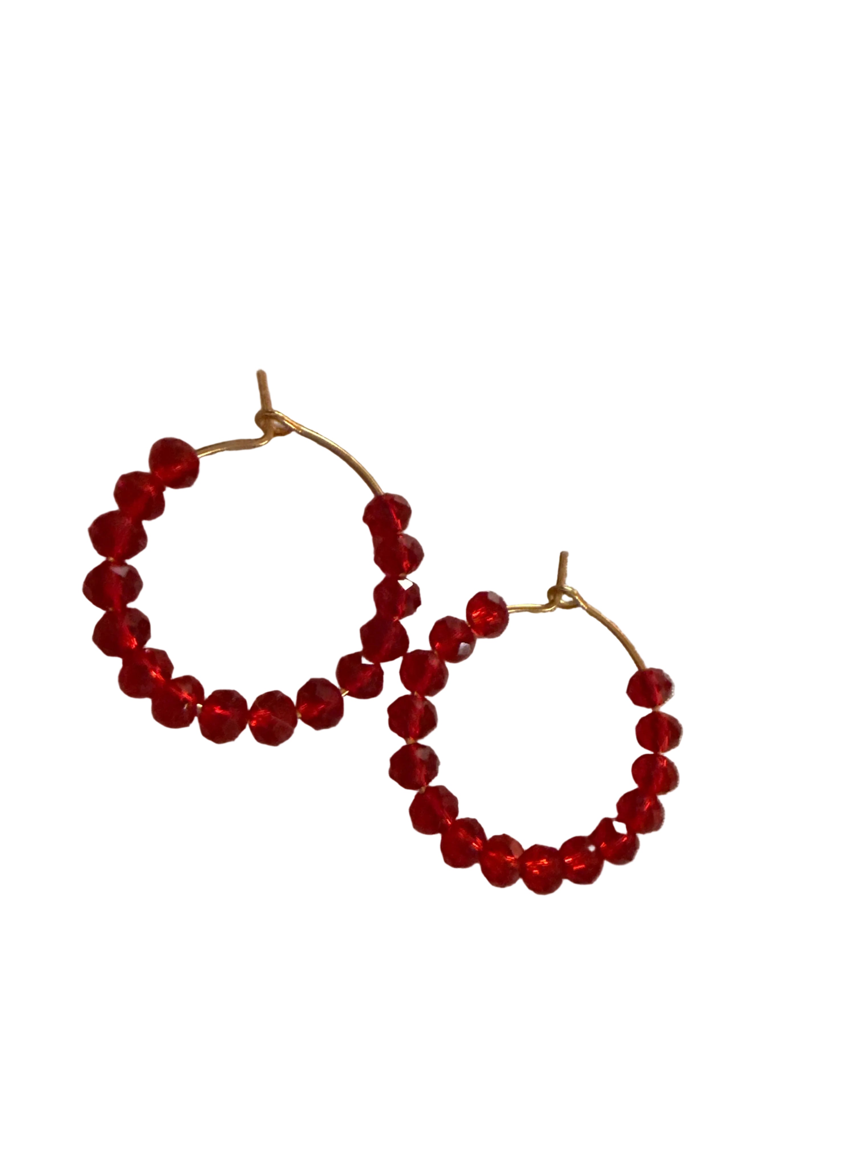 Cherry Bloom Beaded Hoop Earrings