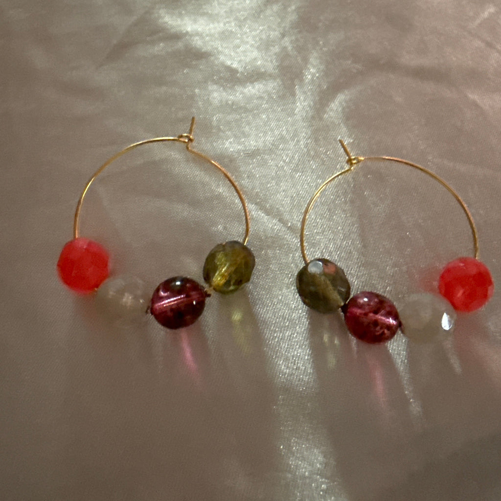 Berry Bloom Hoop Earrings