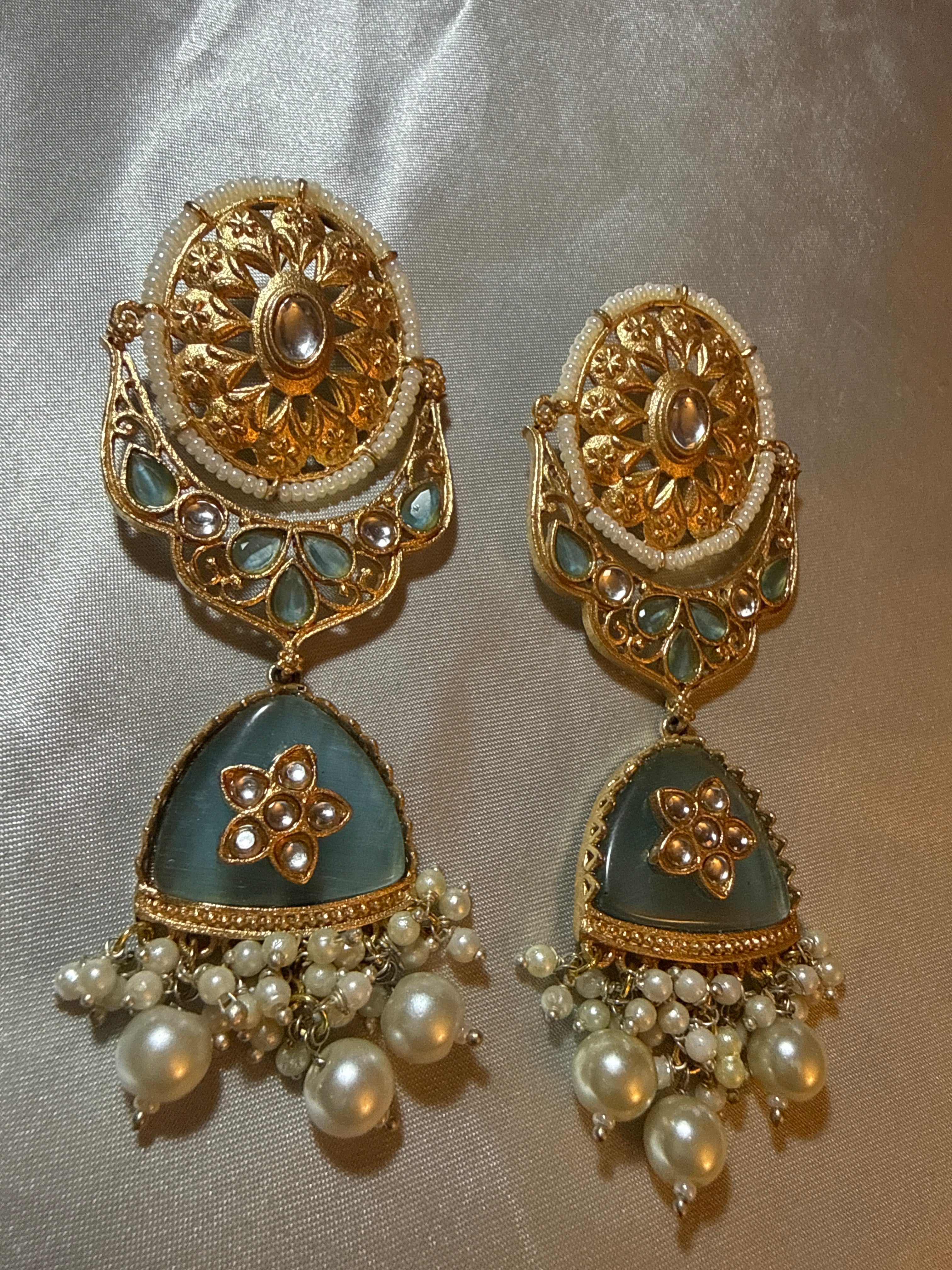 Sage Pearl Statement Earrings