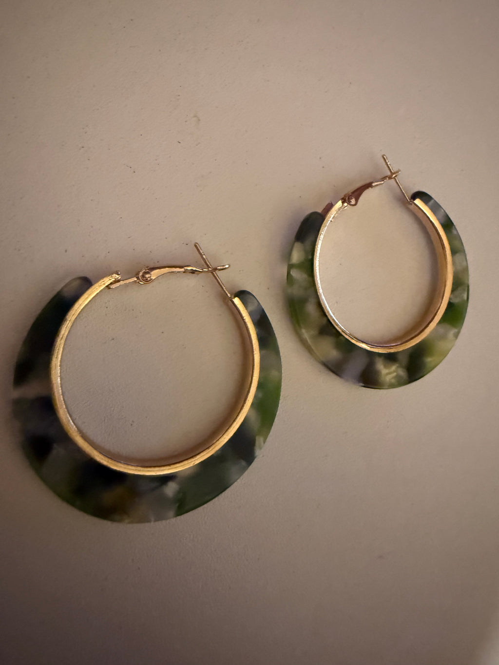 Earthy Green Hoop Earrings