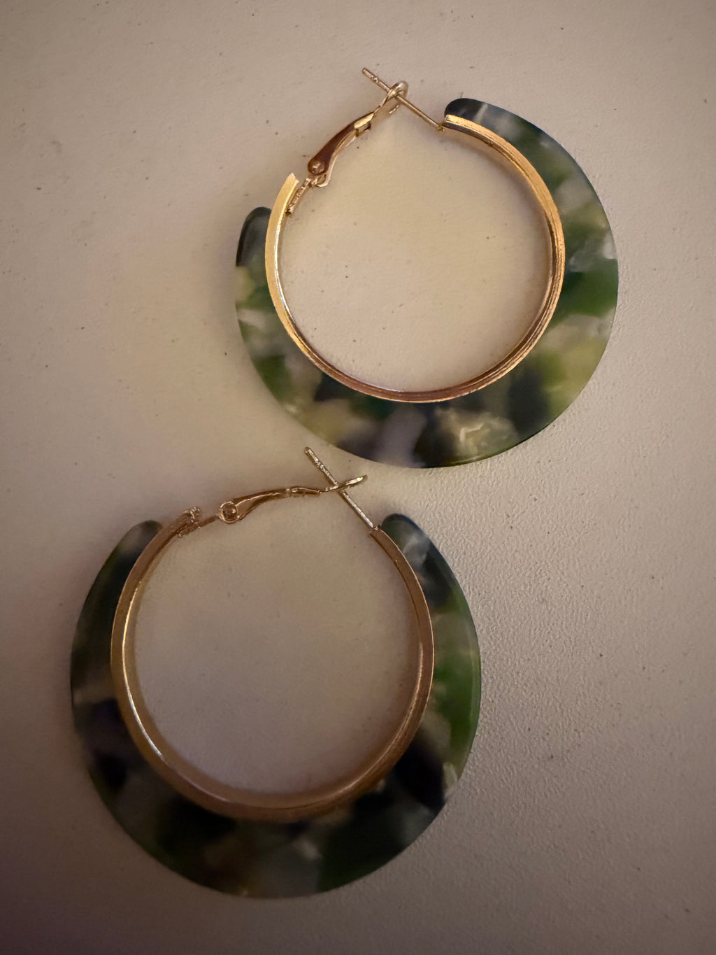 Earthy Green Hoop Earrings