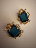Teal Garden Statement Earrings