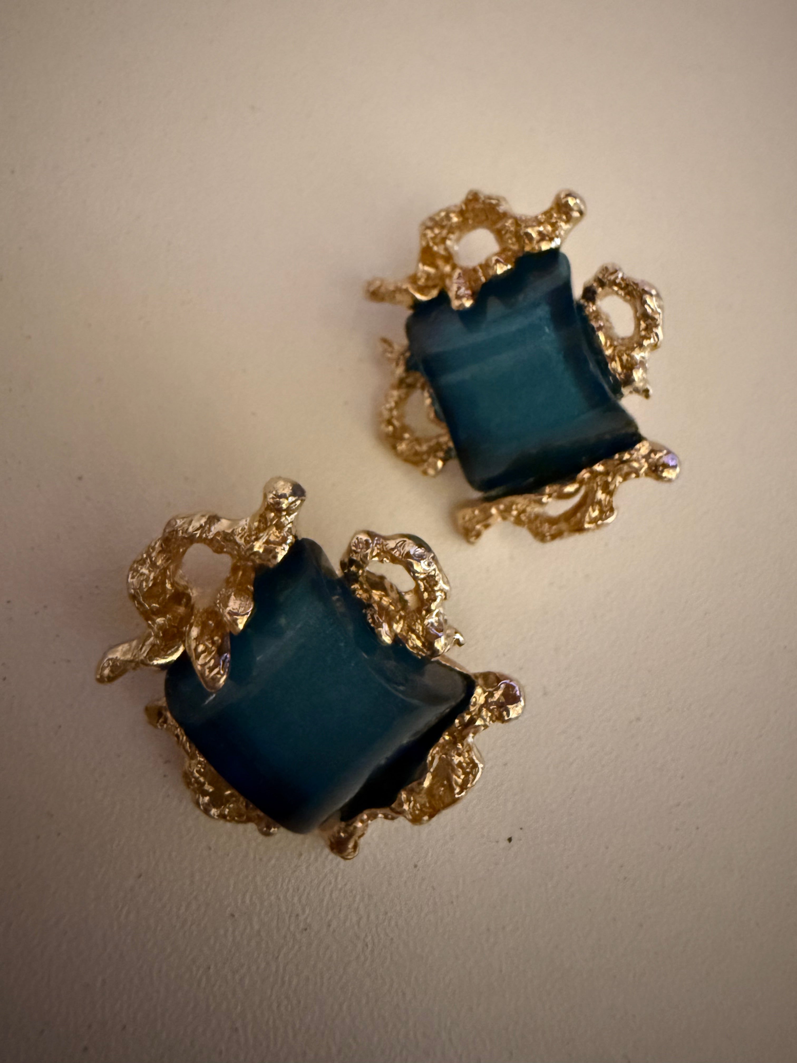 Teal Garden Statement Earrings