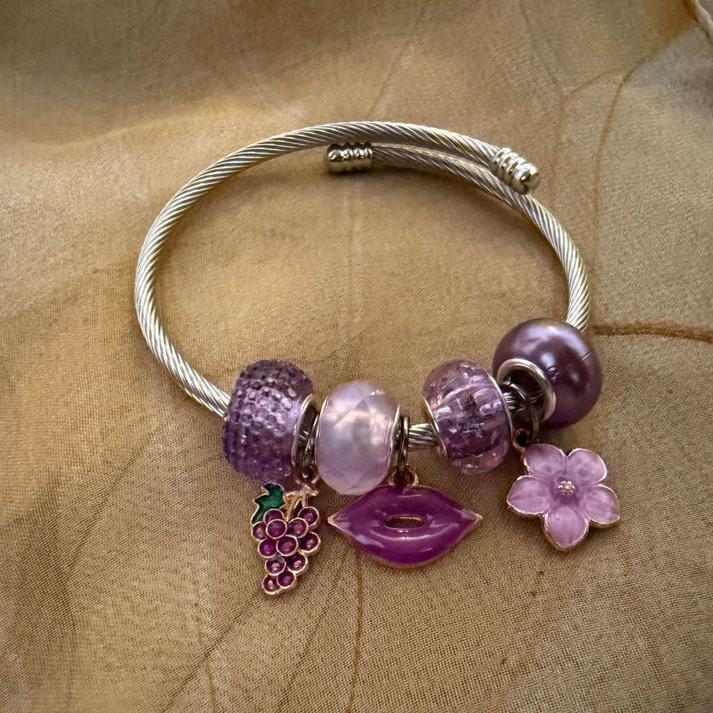 Purple Bloom Charm Bangle