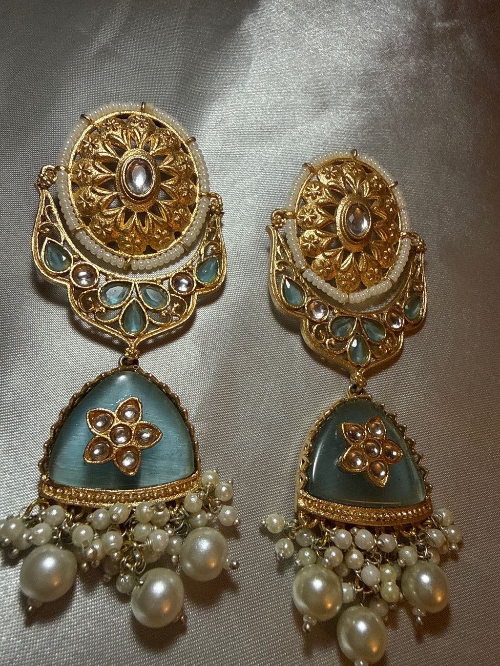 Sage Pearl Statement Earrings