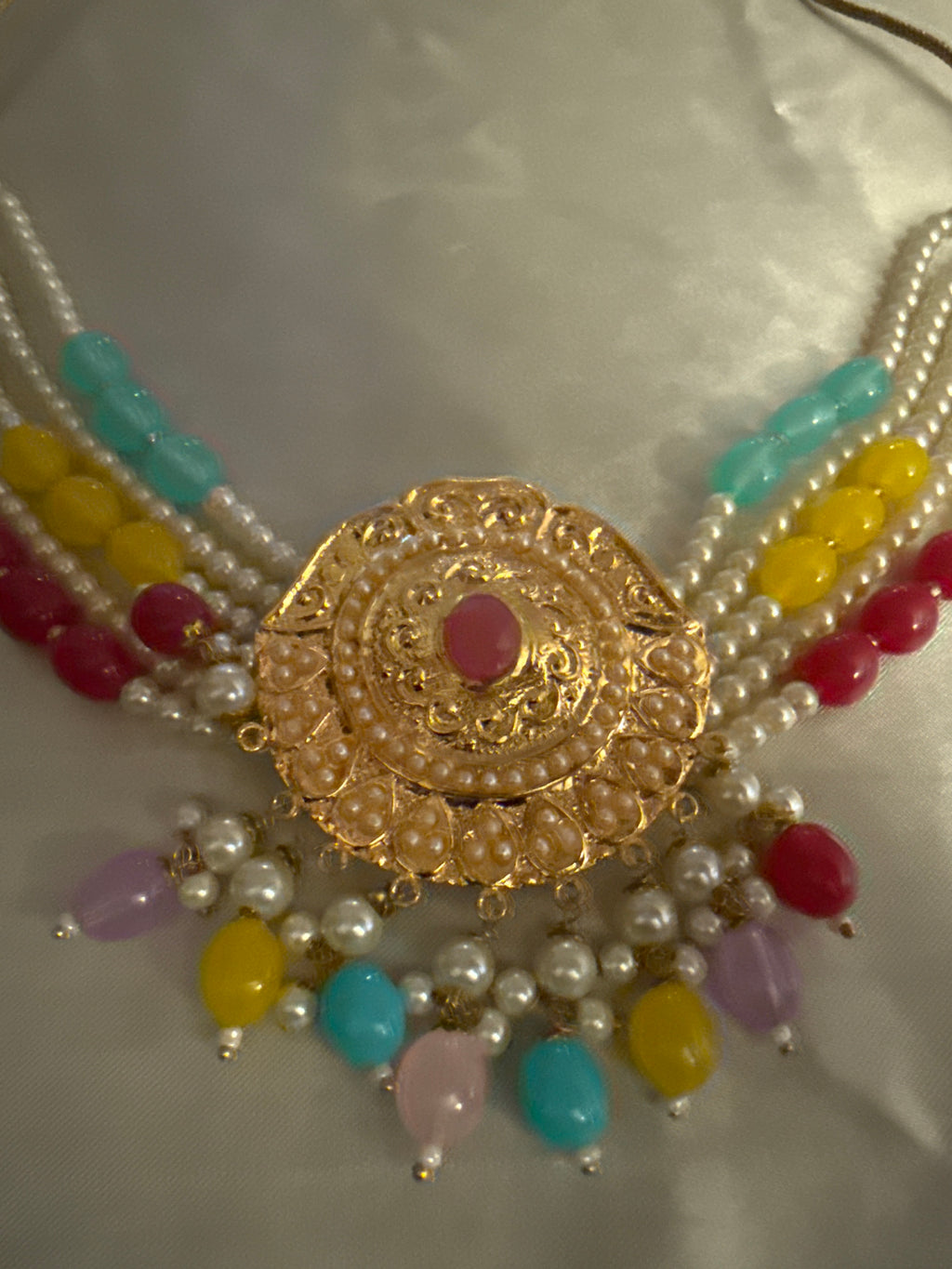Rainbow Pearl Statement Necklace