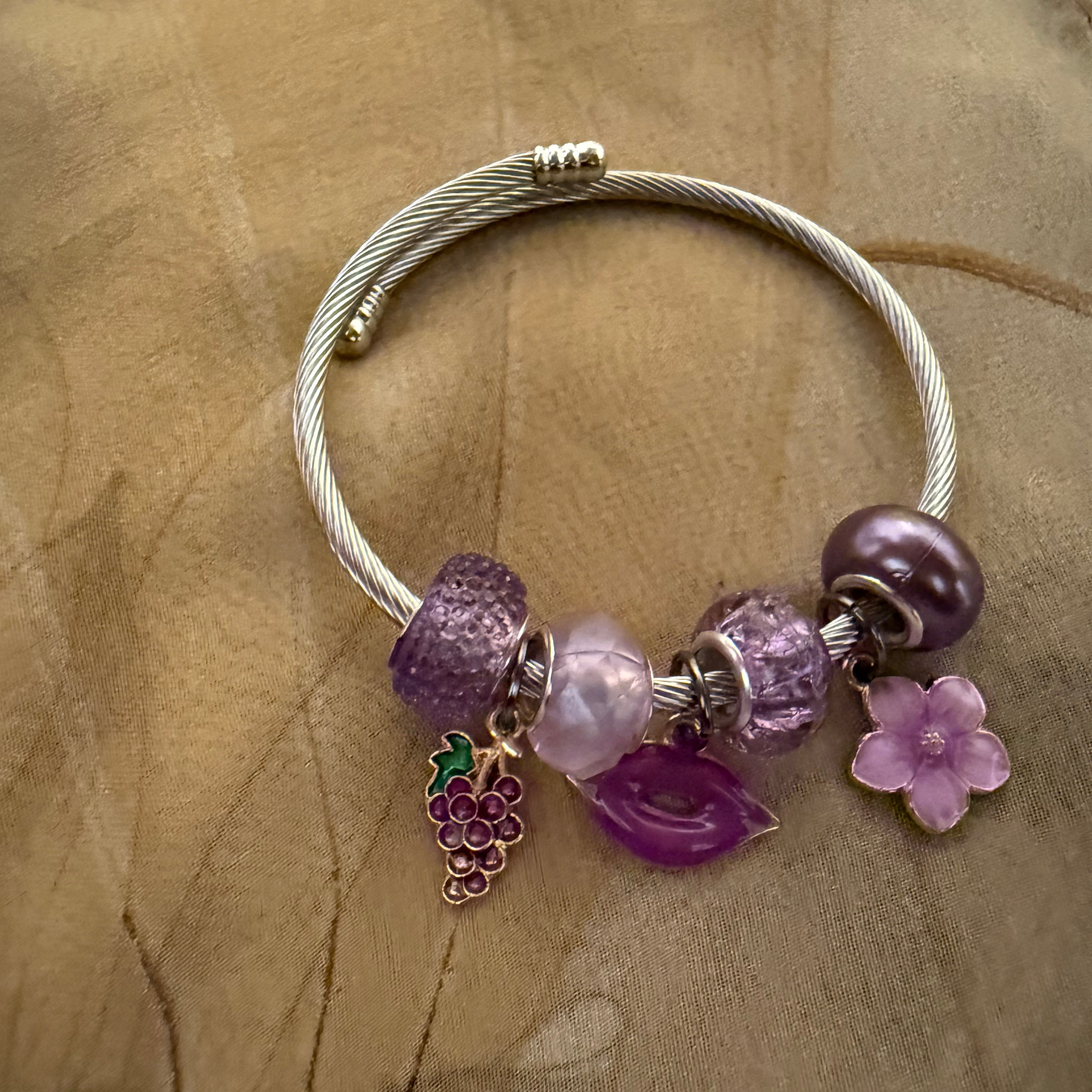 Purple Bloom Charm Bangle