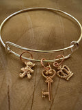 Crown & Key Charm Bracelet