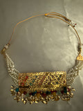 Gold Statement Necklace with Pearl & Colorful Bead Accents