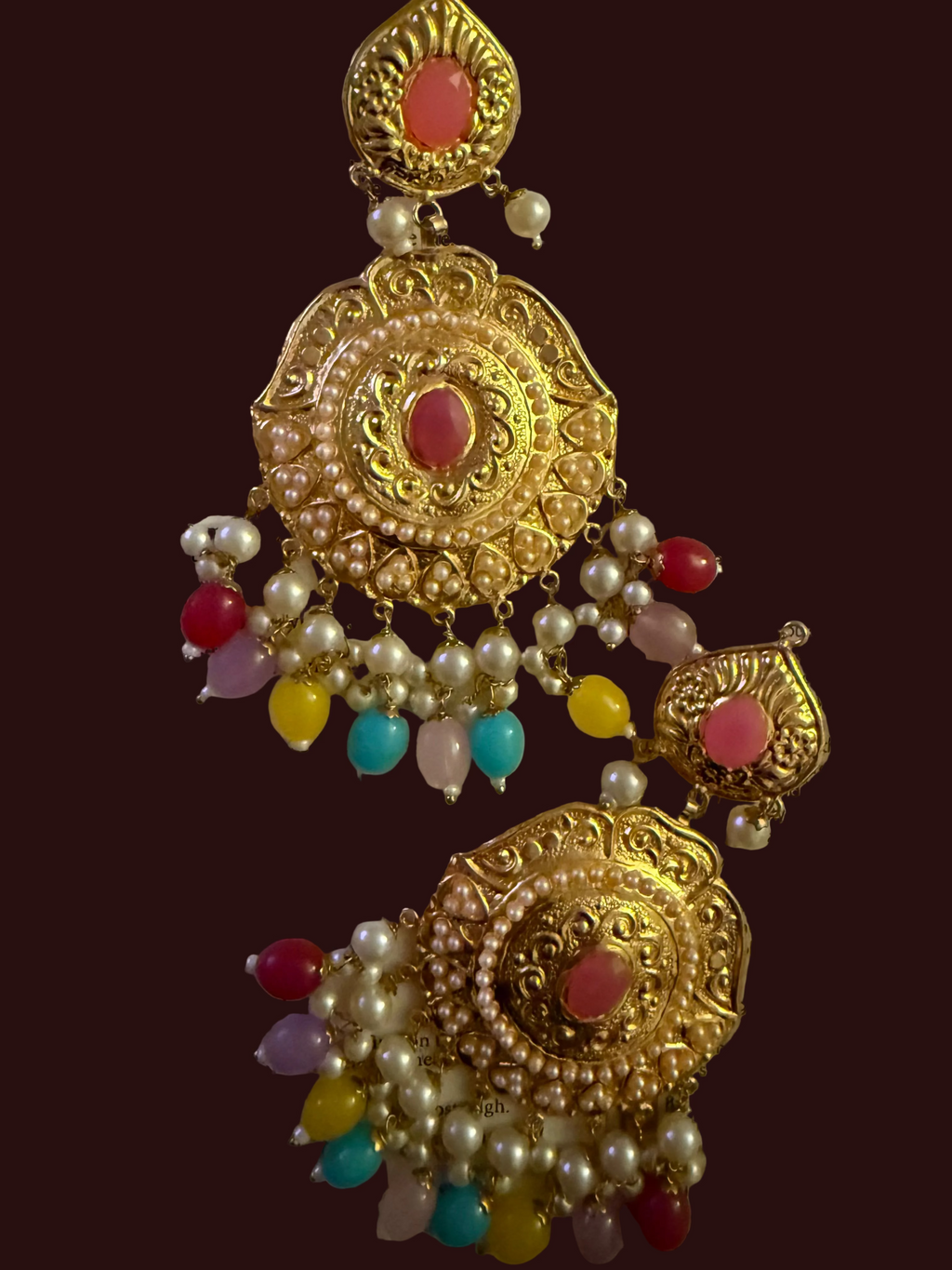 Pink Jewel Chandelier Statement Earrings