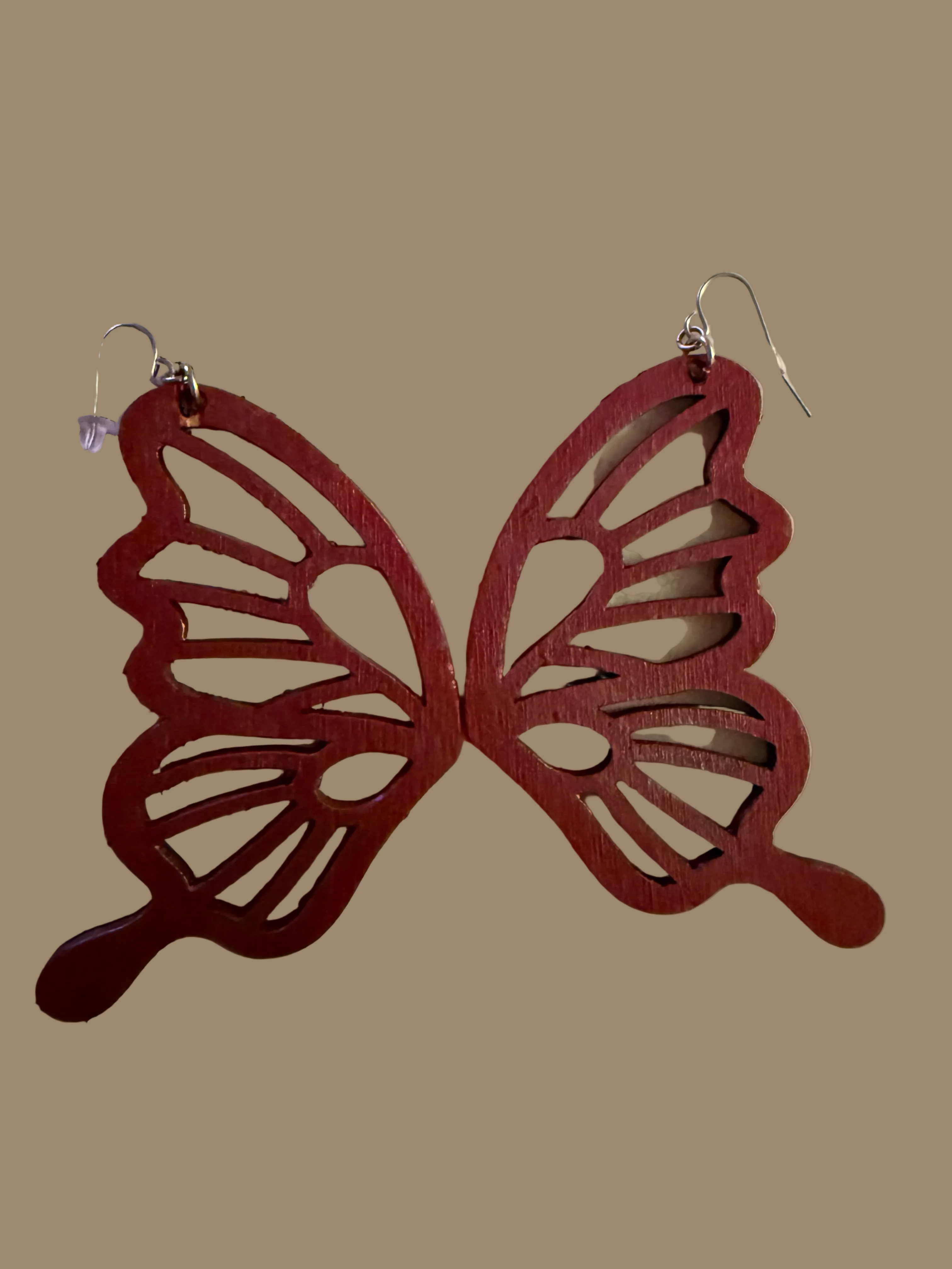 Burgundy Butterfly Wing Earrings