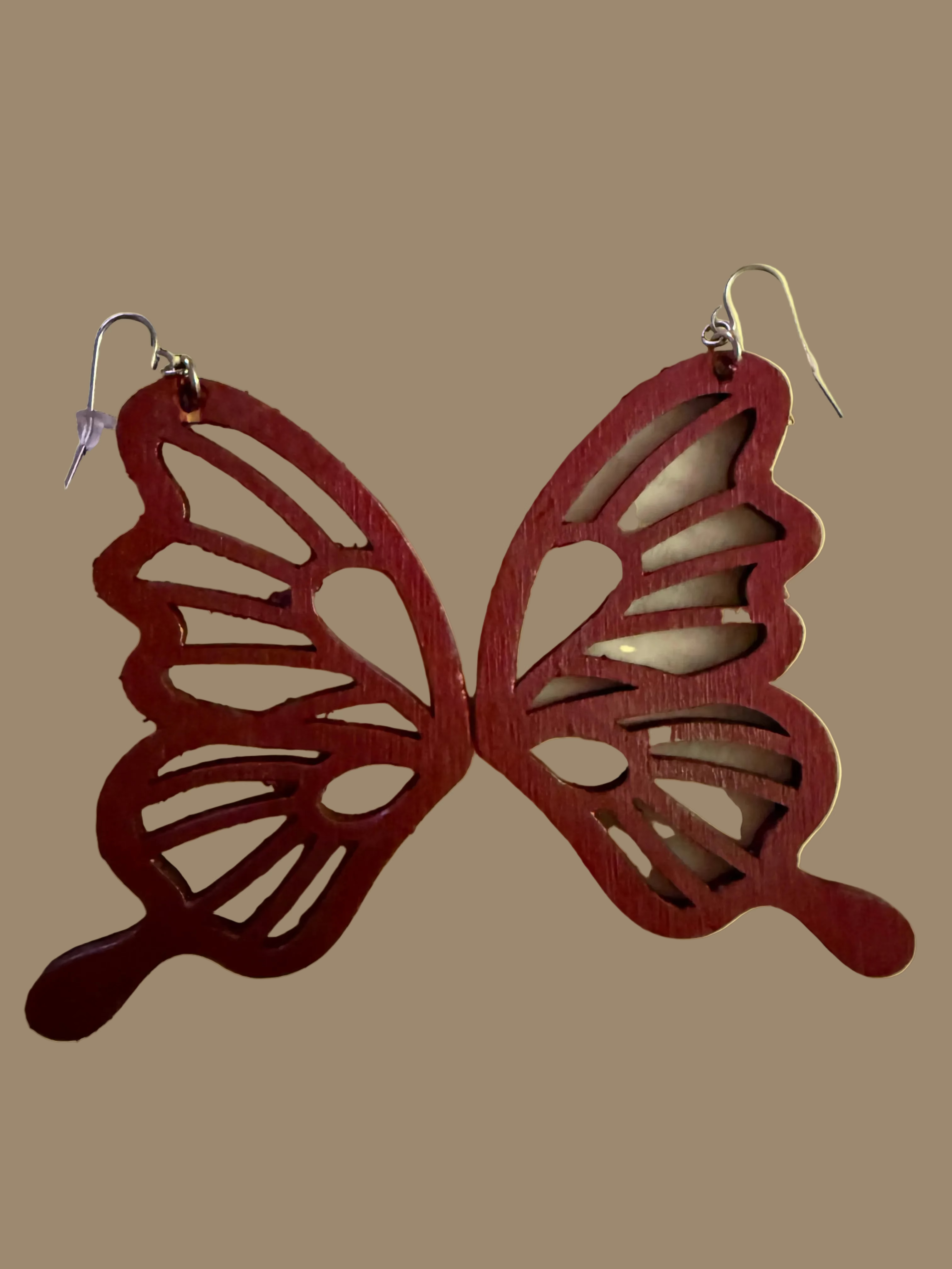 Burgundy Butterfly Wing Earrings