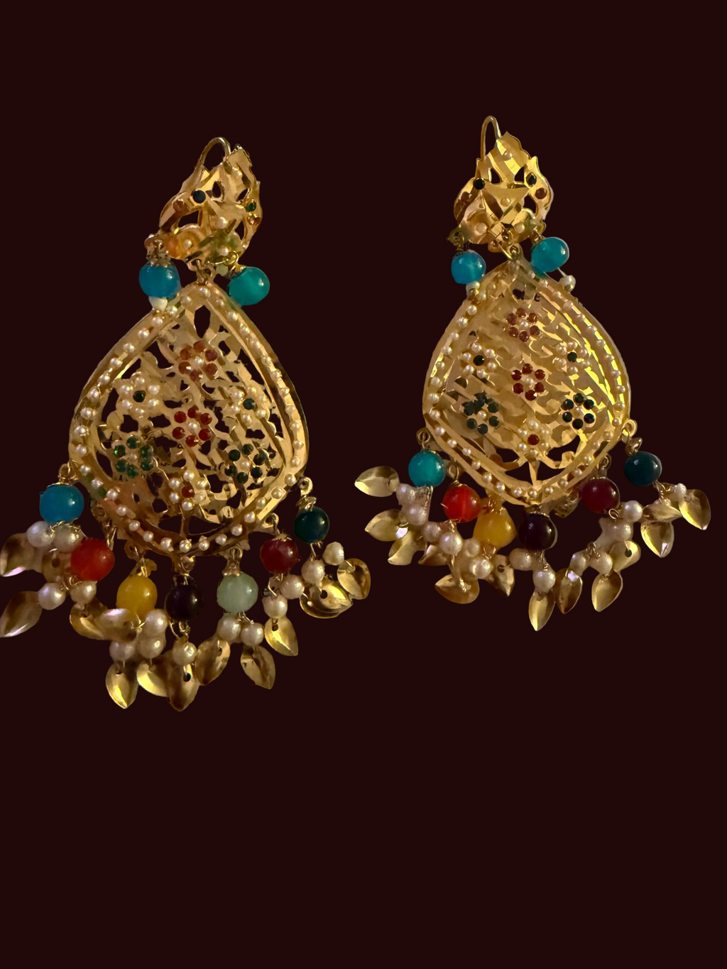 Multicolor Floral Filigree Statement Earrings