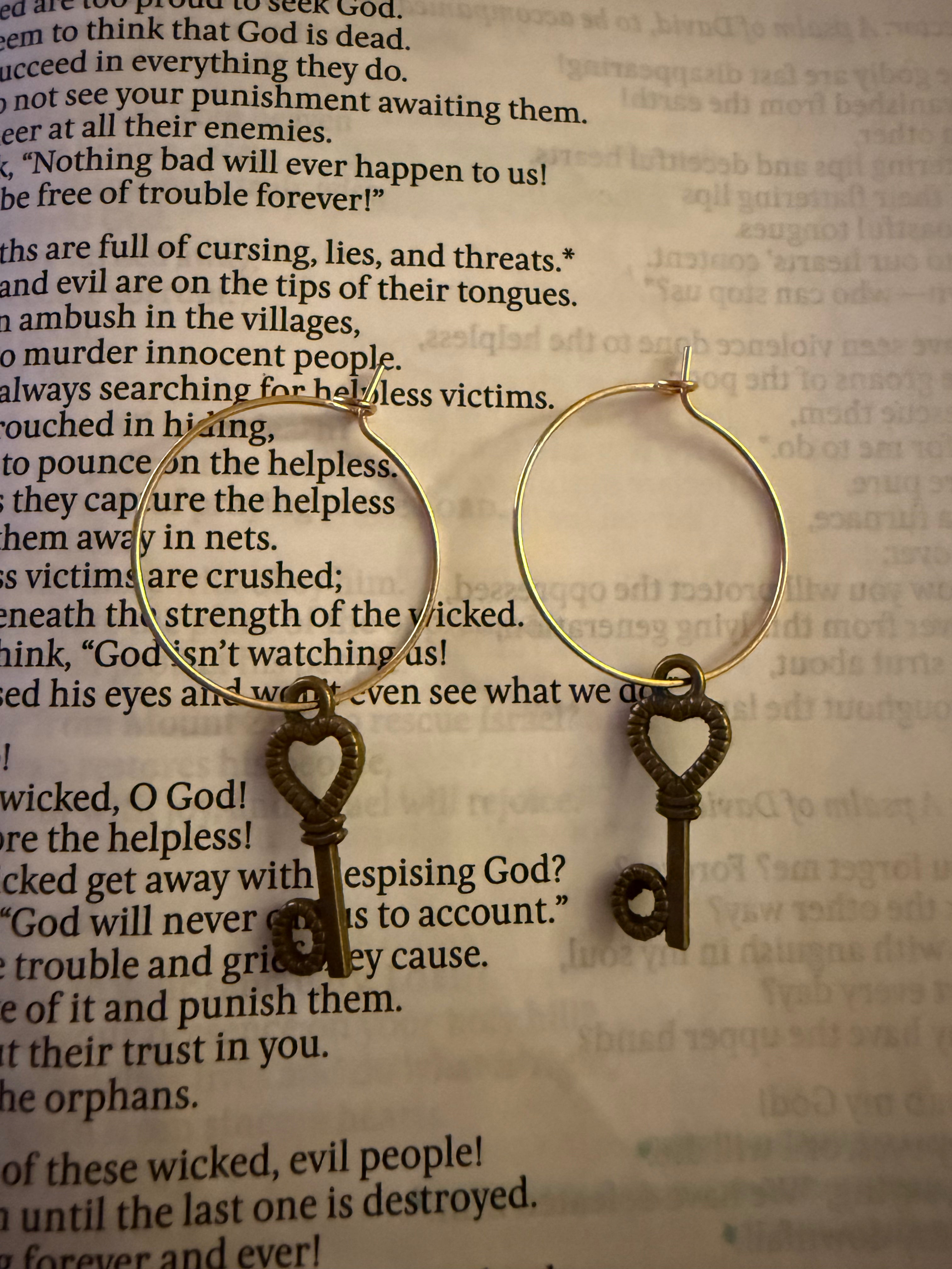 Vintage Key Hoop Earrings