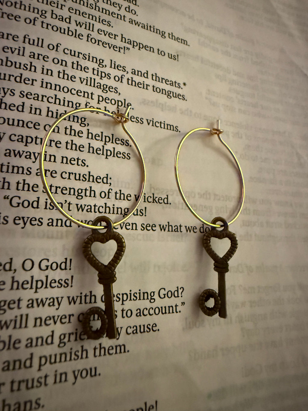 Vintage Key Hoop Earrings