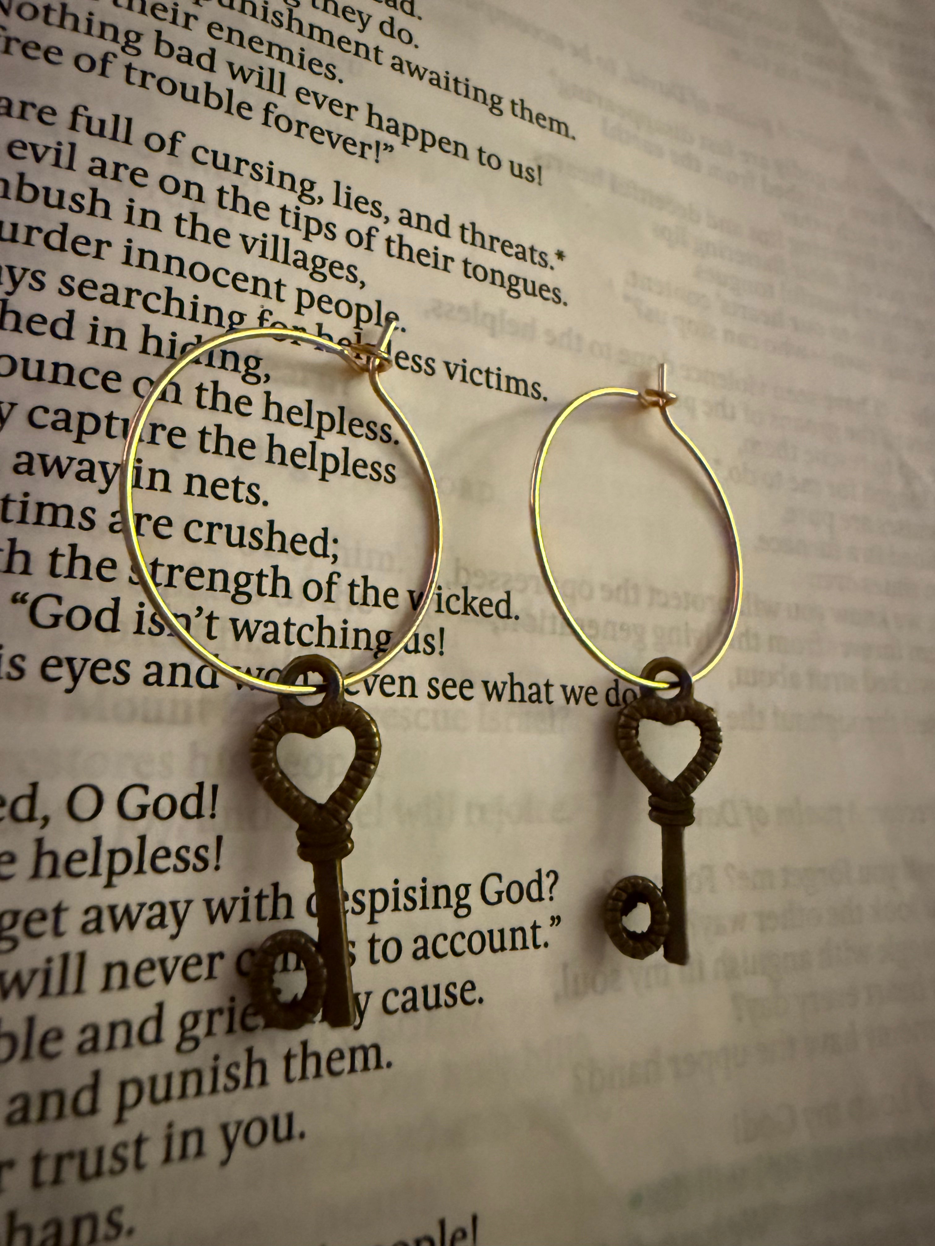 Vintage Key Hoop Earrings