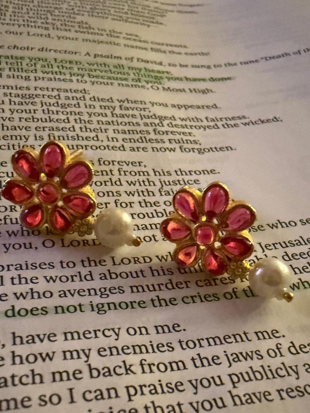 Pink Blossom Pearl Drop Earrings