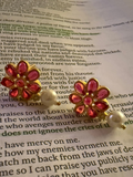 Pink Blossom Pearl Drop Earrings