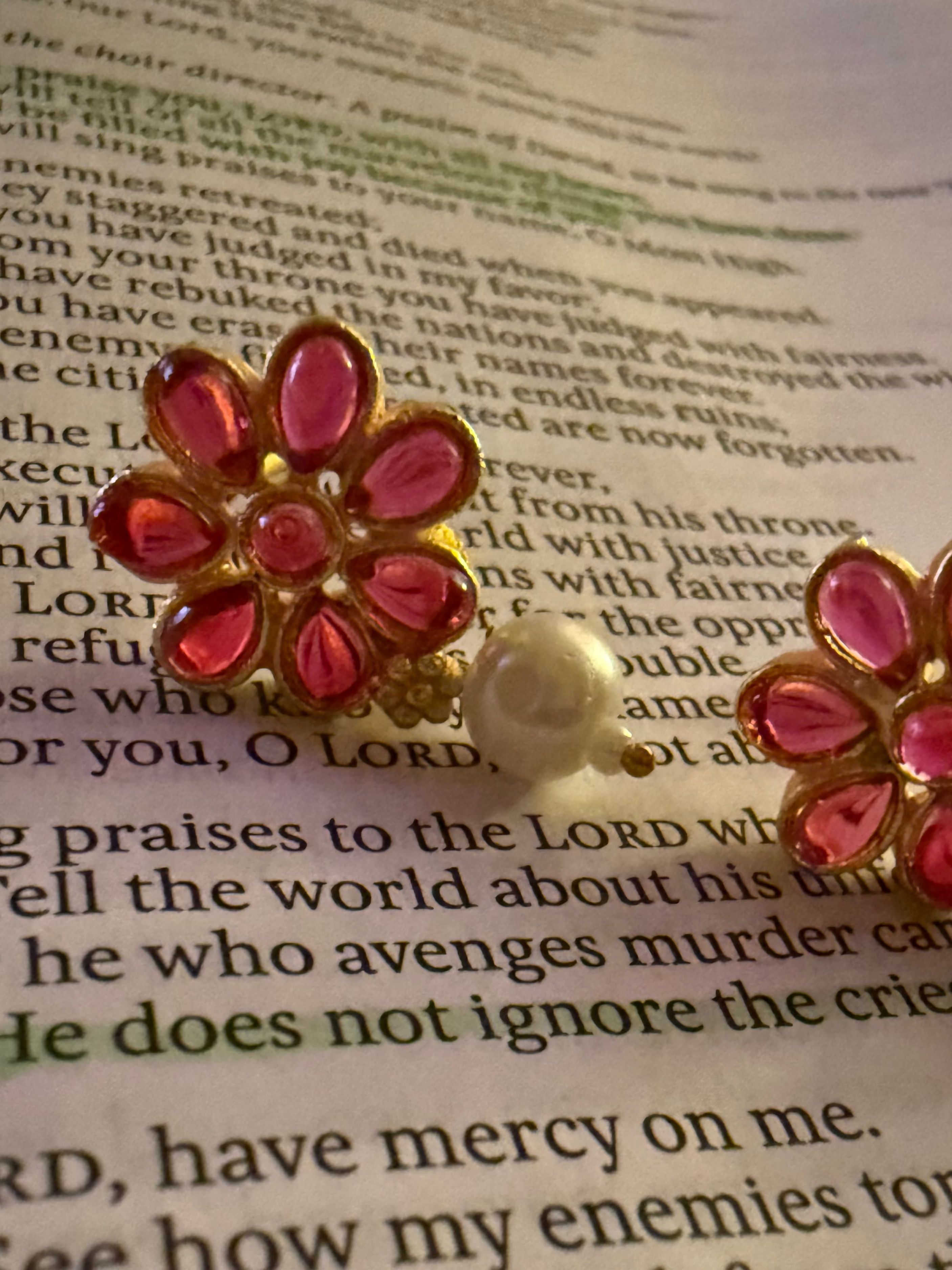 Pink Blossom Pearl Drop Earrings
