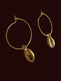 Golden Cowrie Shell Hoop Earrings