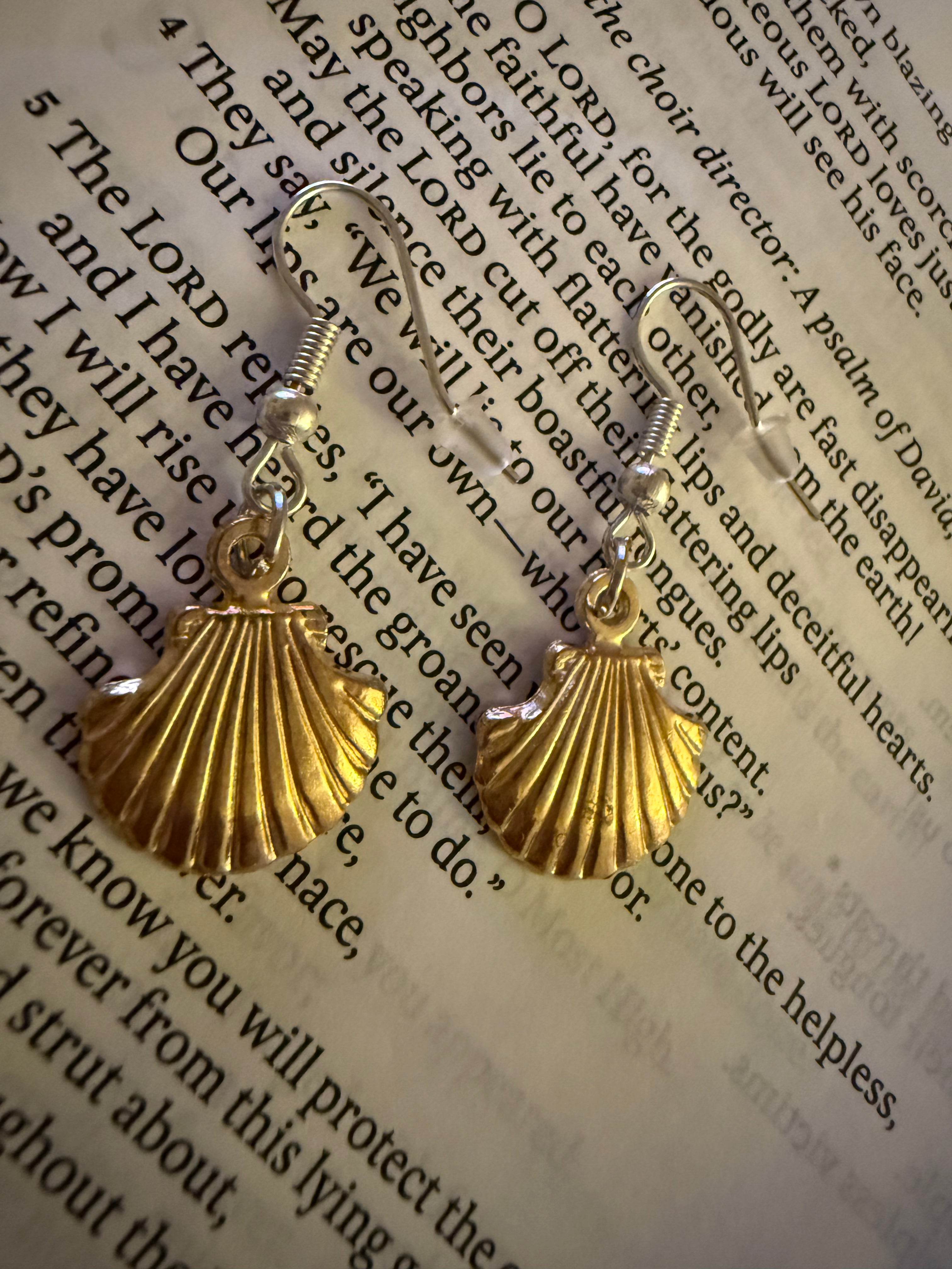 Golden Seashell Dangle Earrings