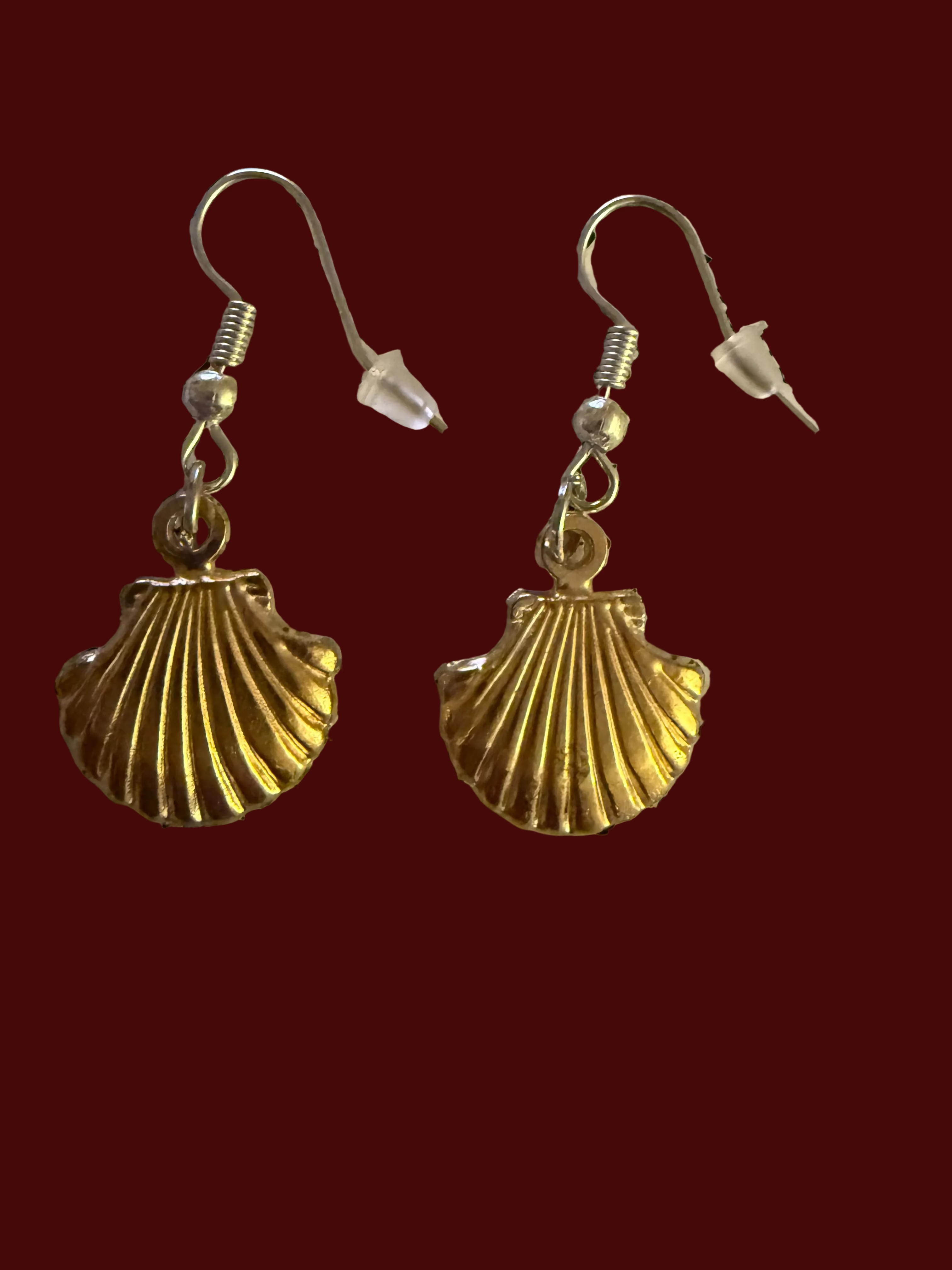 Golden Seashell Dangle Earrings