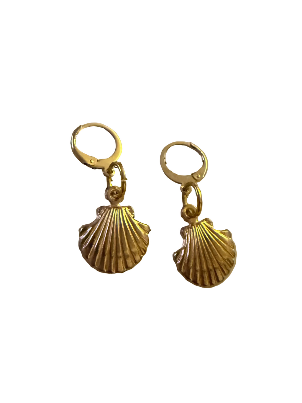 Golden Seashell Charm Earrings