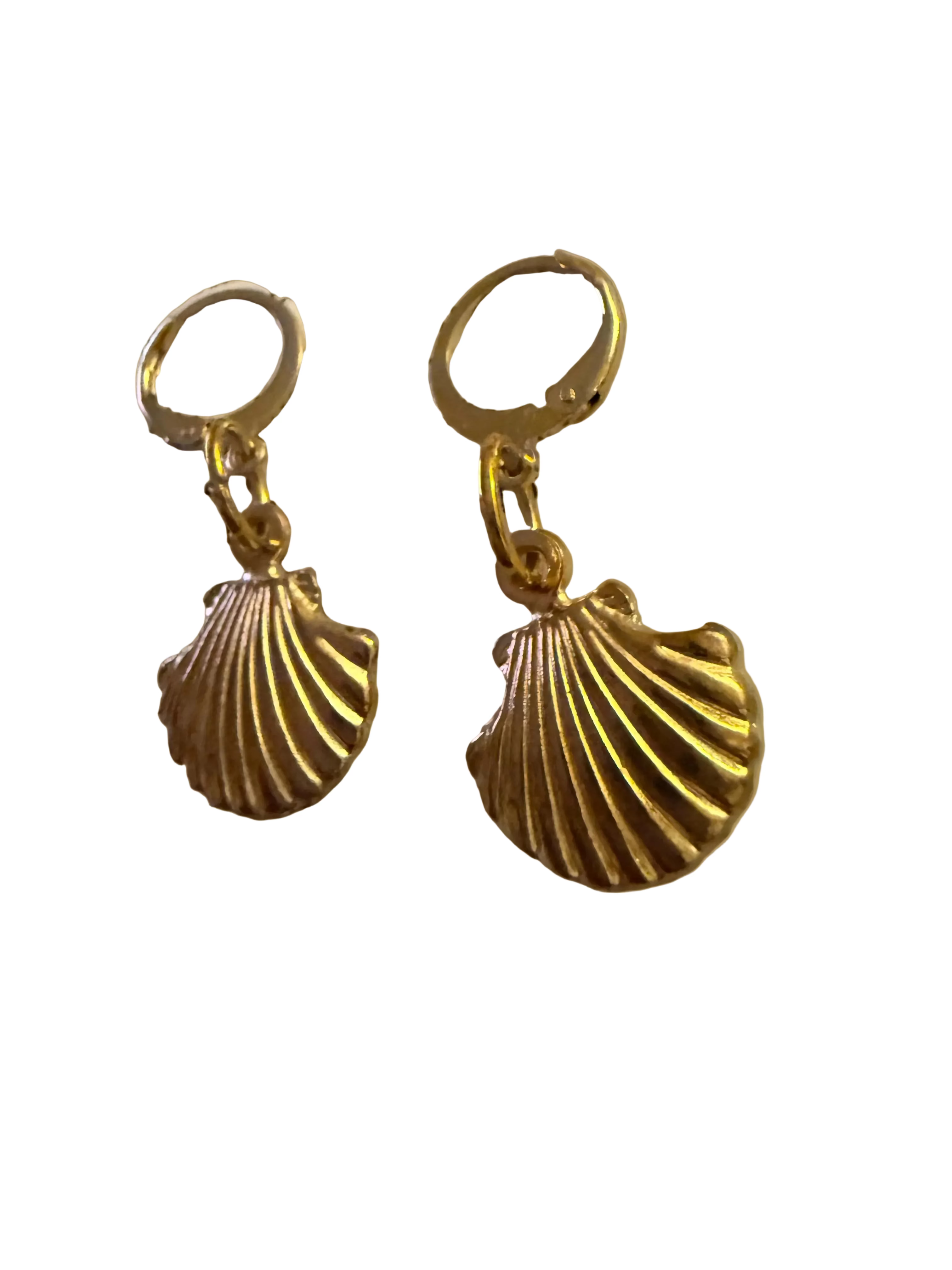 Golden Seashell Charm Earrings