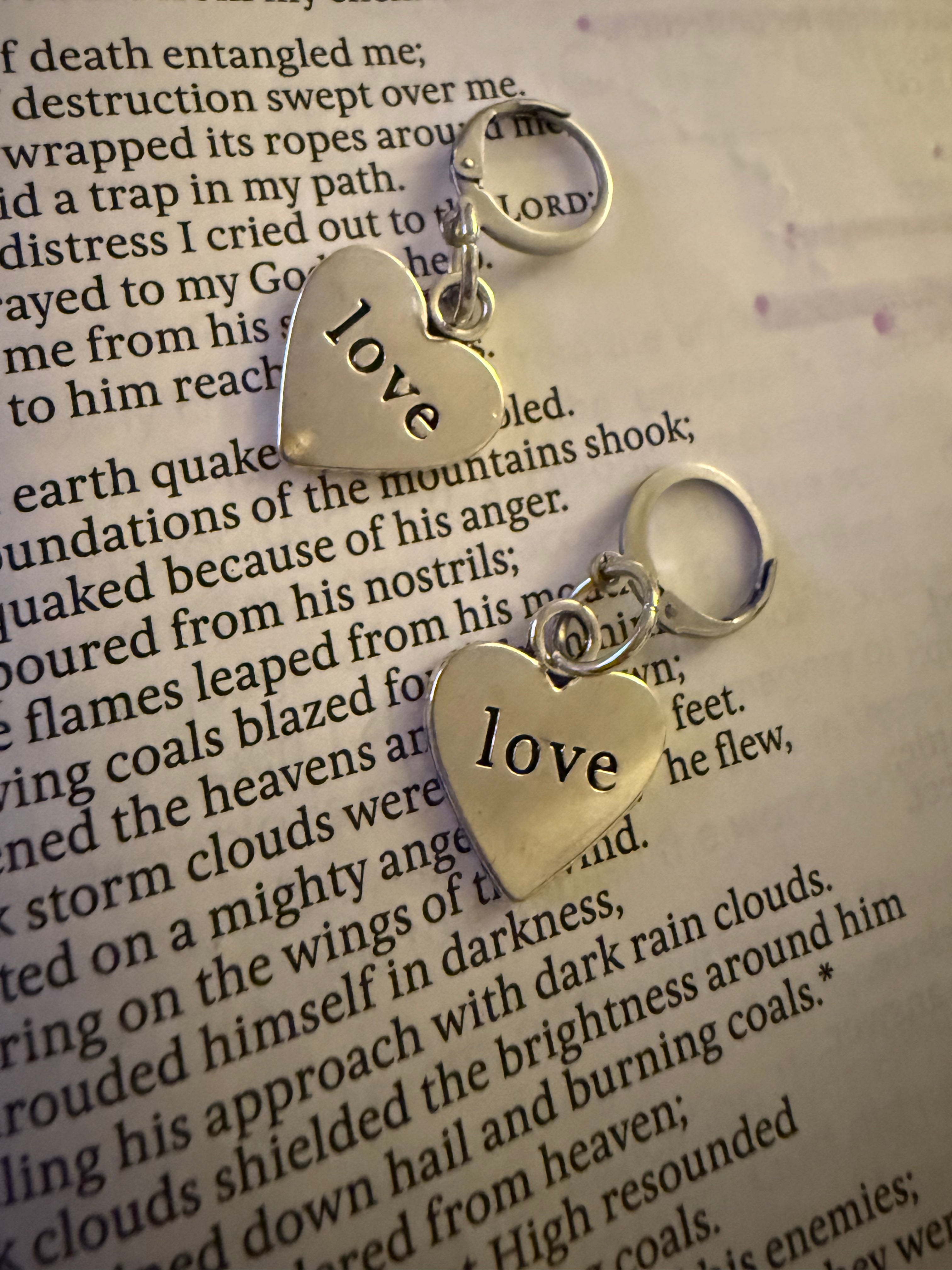 Faith & Love Silver Charm Earrings