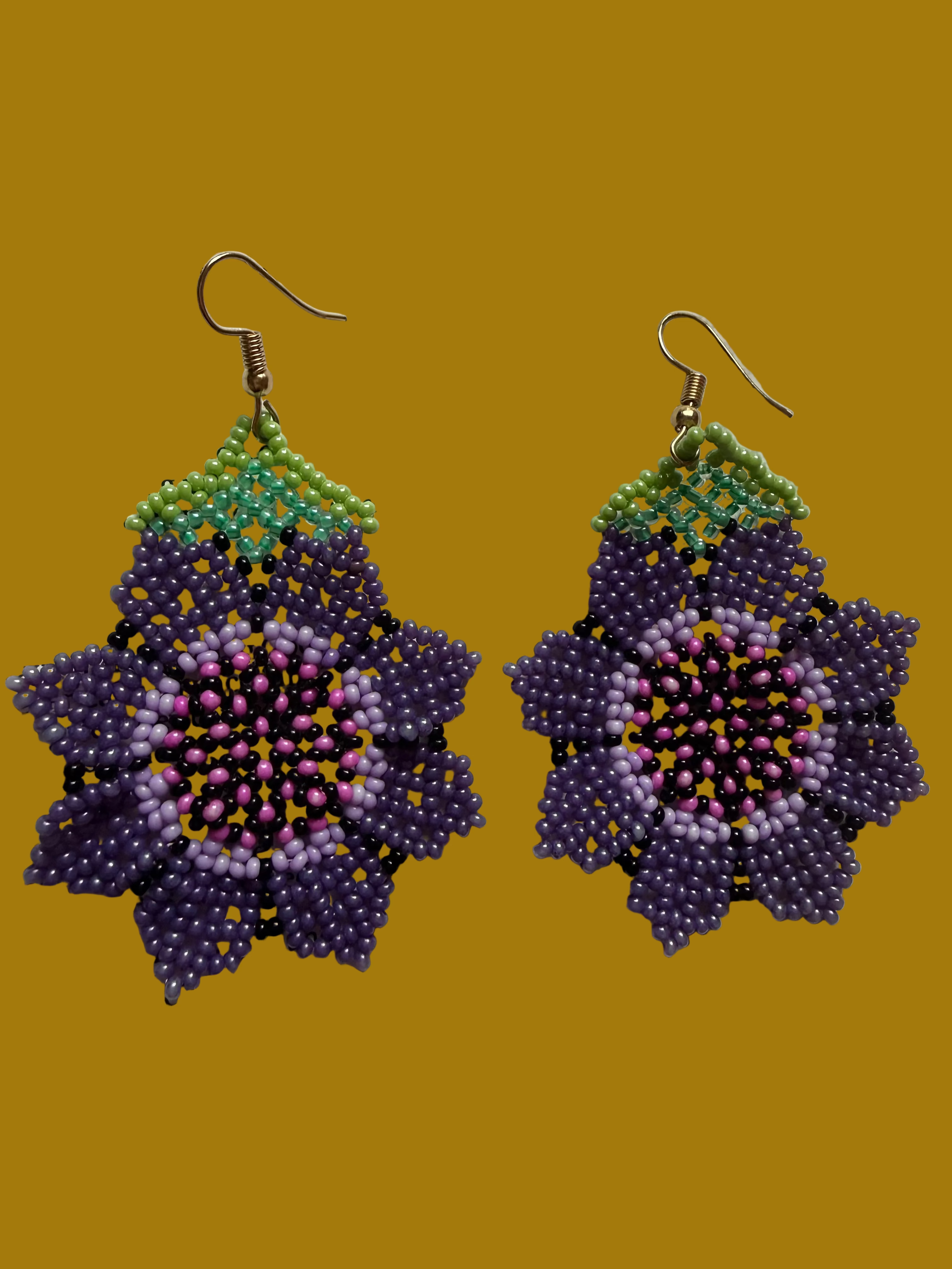 Purple Bloom Beaded Earrings