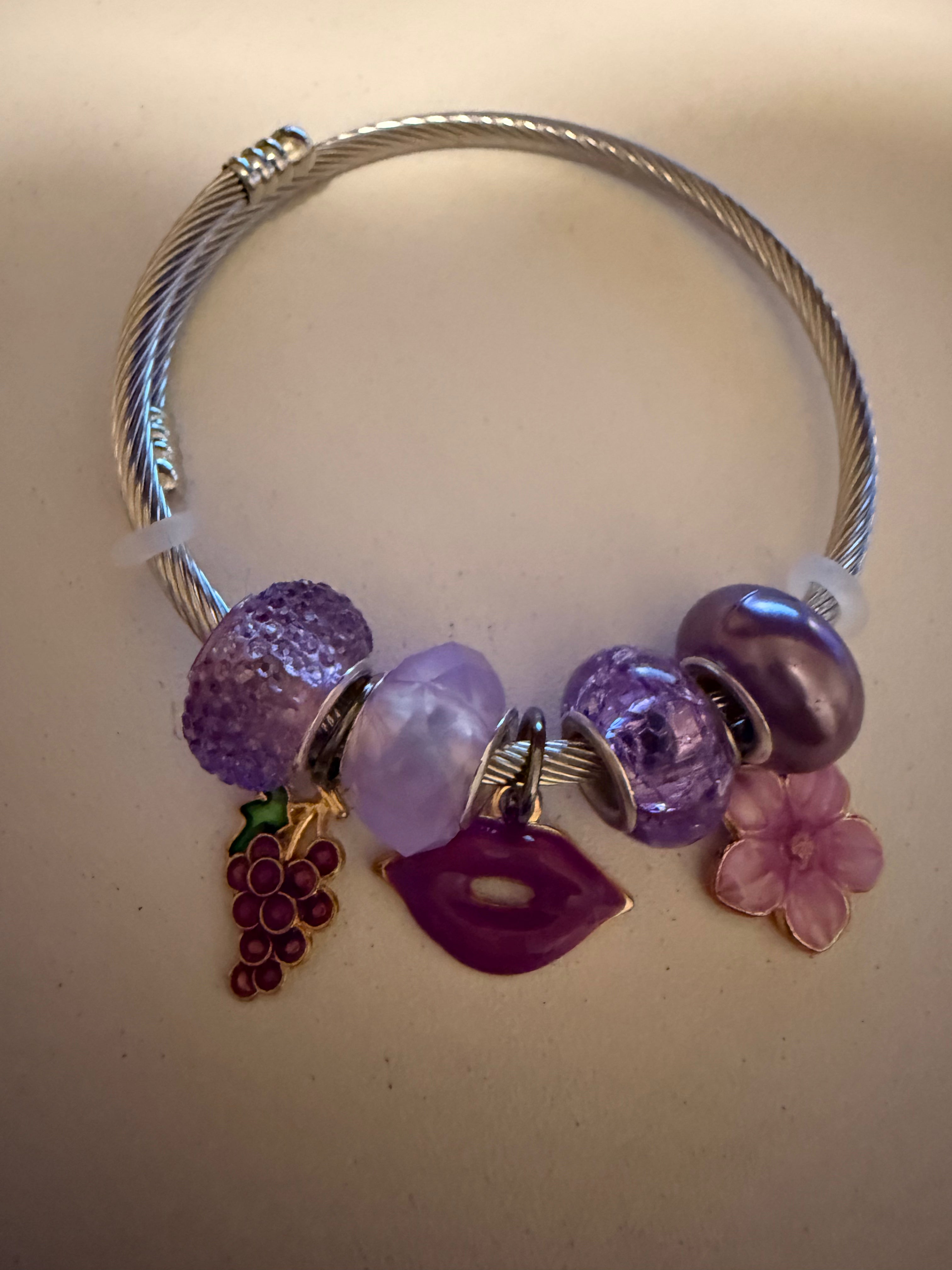 Purple Bloom Charm Bracelet