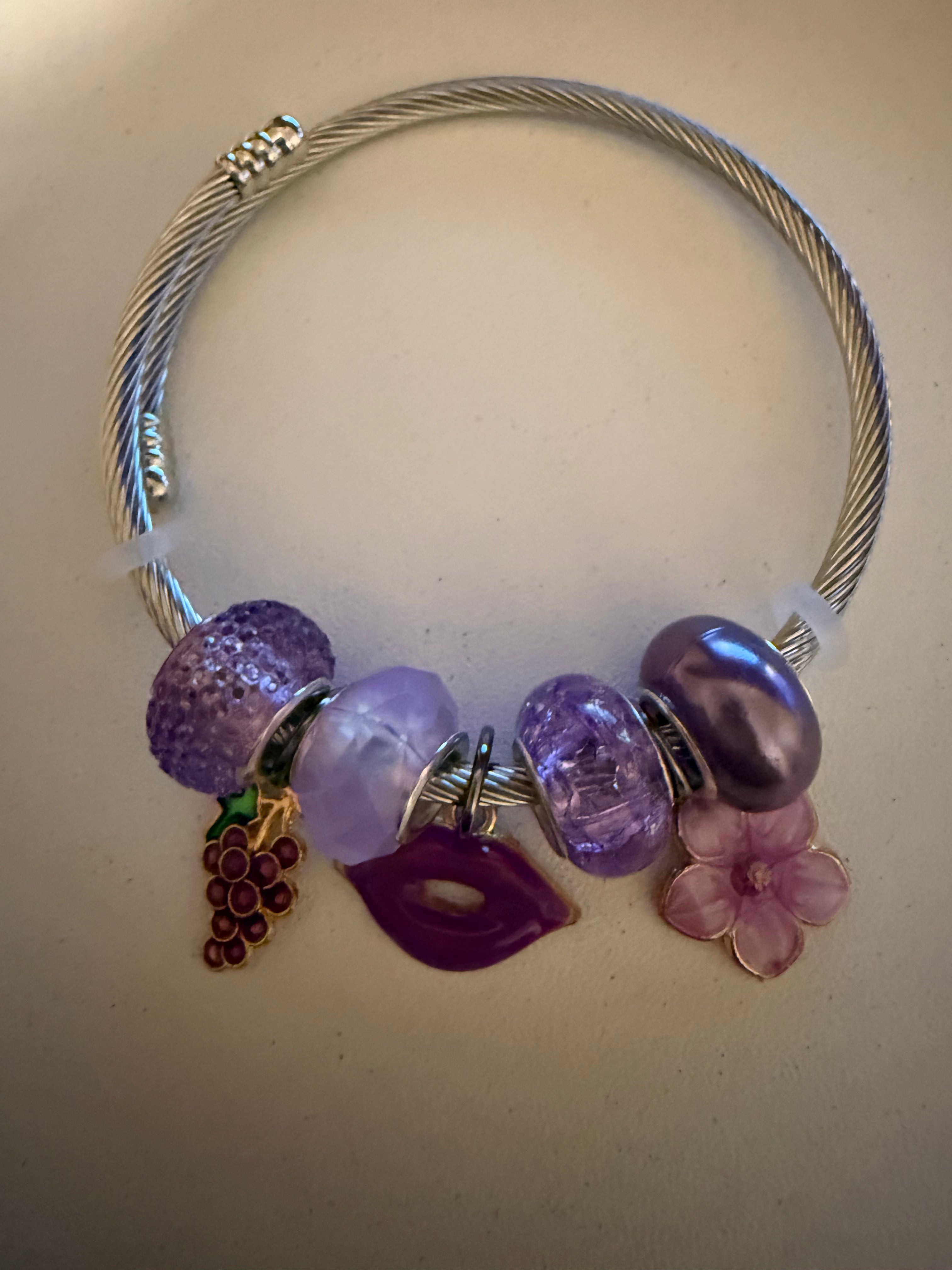 Purple Bloom Charm Bracelet