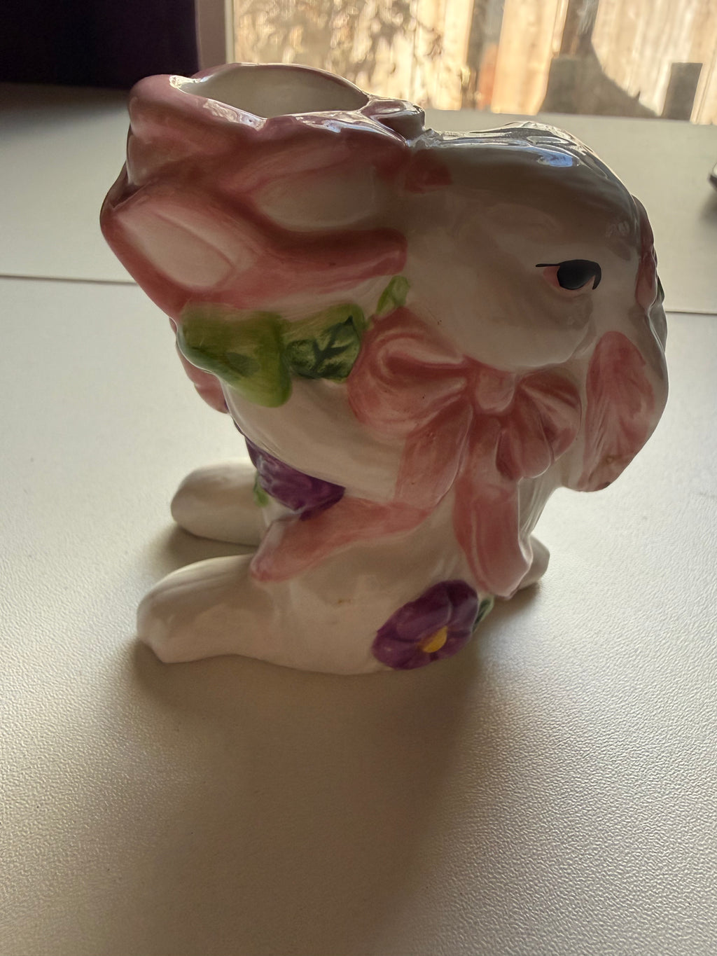 Vintage Floral Bunny Candle Holder
