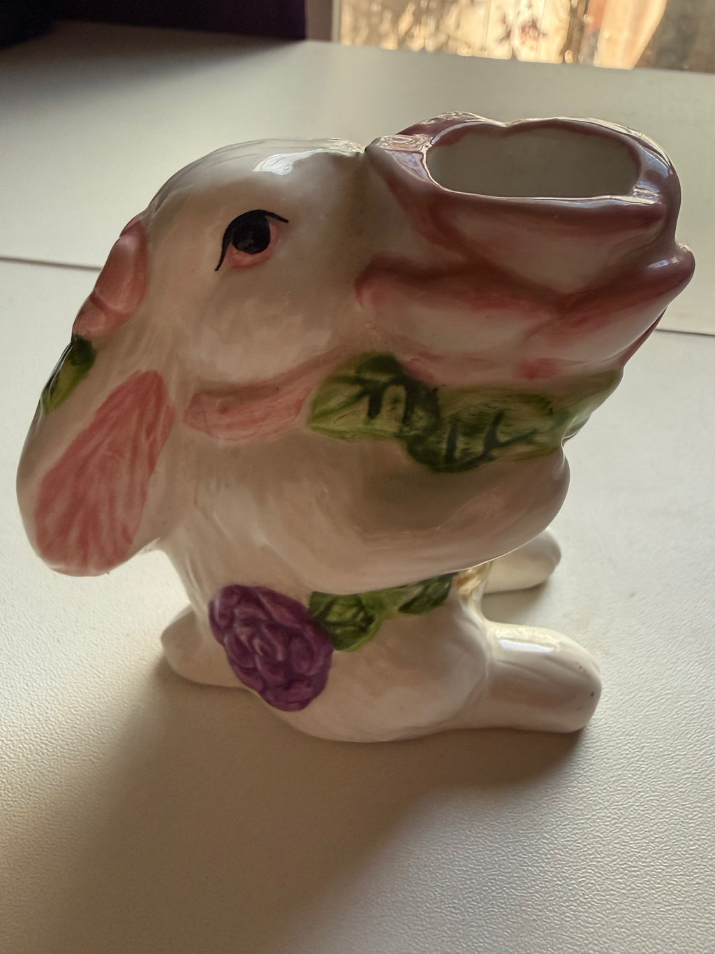 Vintage Floral Bunny Candle Holder