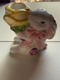 Vintage Floral Bunny Candle Holder – Yellow