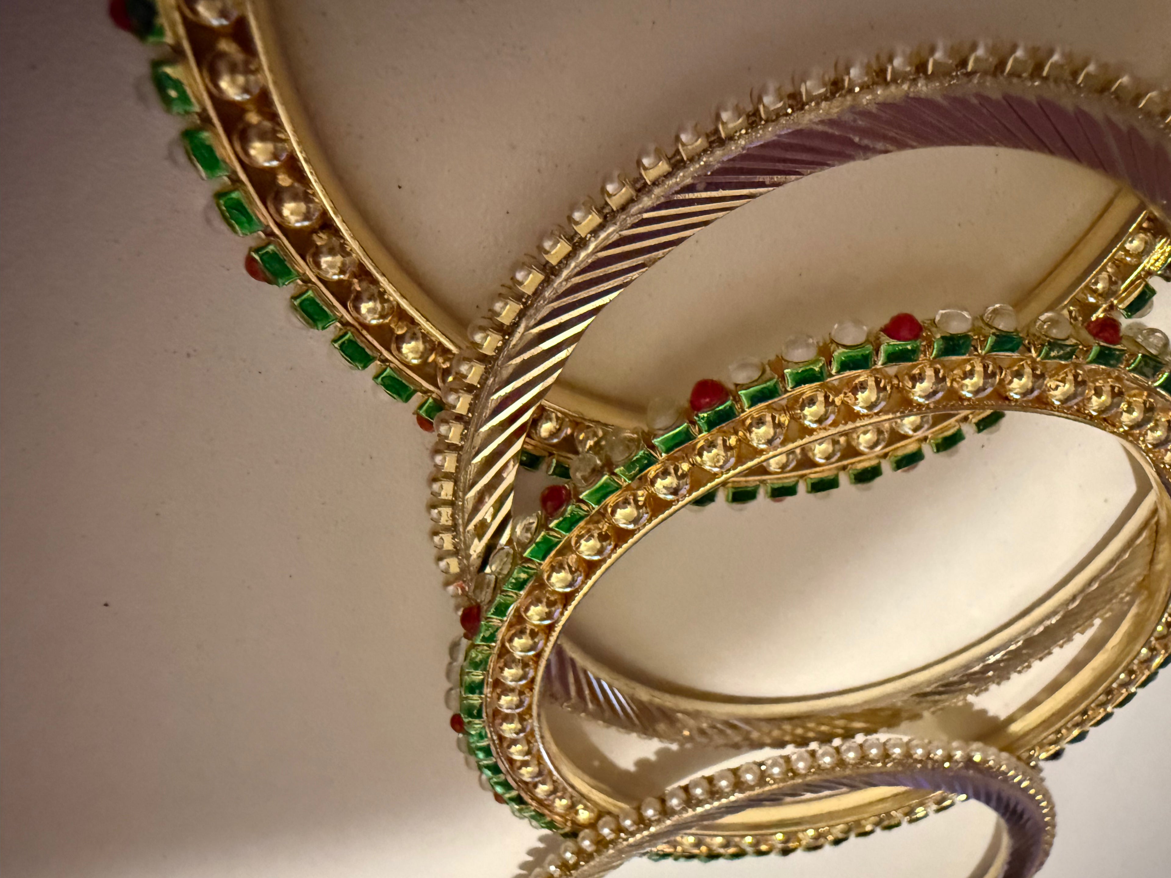 Colorful Beaded Gold Bangles