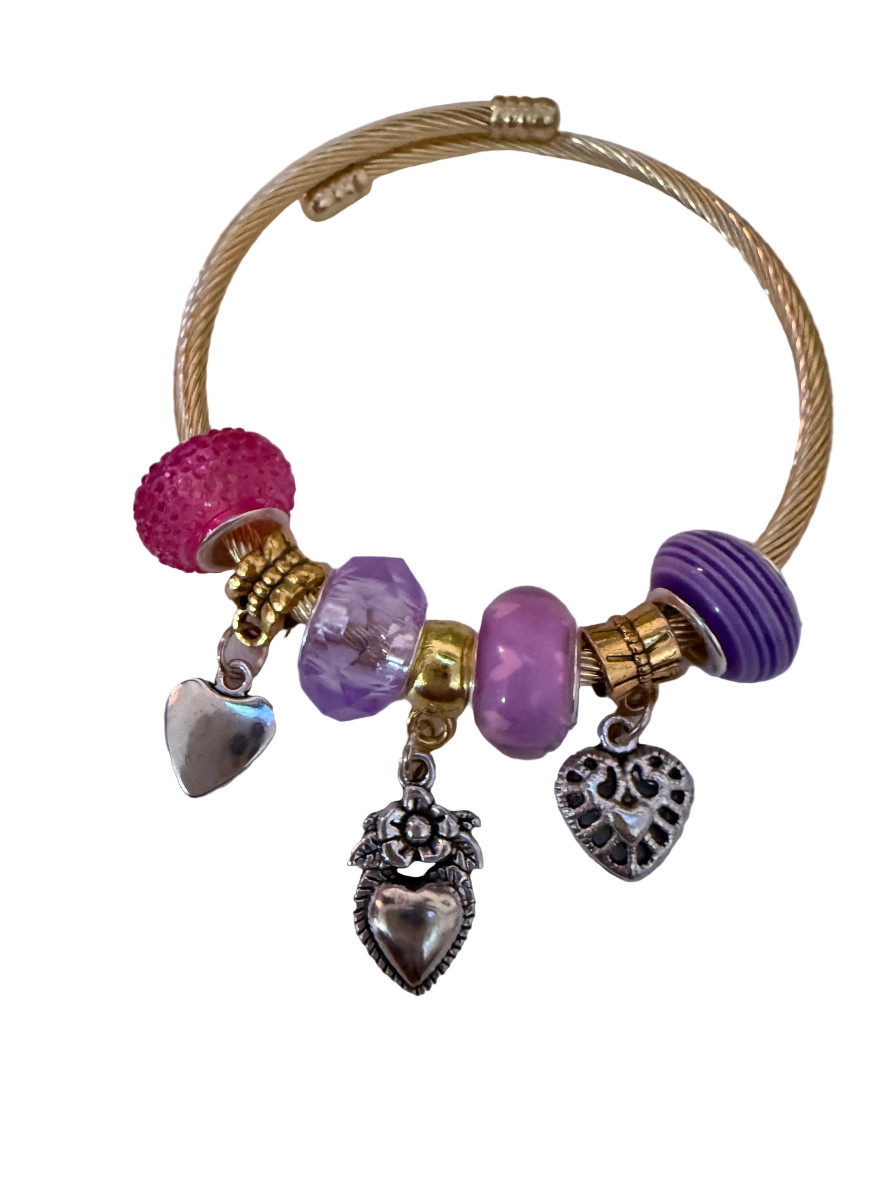 Blush Bloom Charm Bangle Bracelet