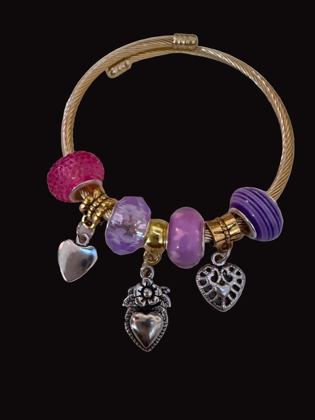 Blush Bloom Charm Bangle Bracelet