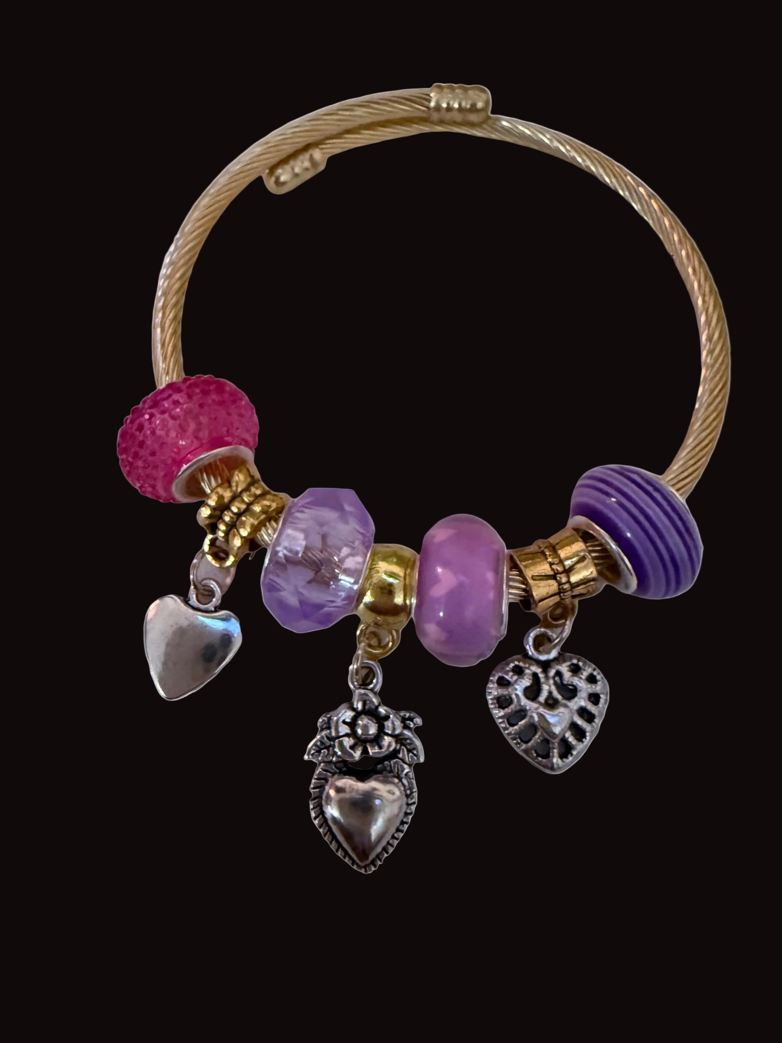 Blush Bloom Charm Bangle Bracelet